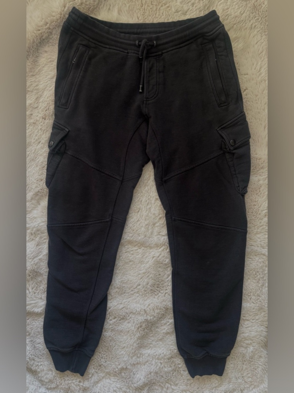 BELSTAFF Mens Blackwater Tapered Moto Cargo Sweatpants Joggers Black Size Medium